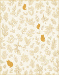 Golden Floral Cat Pattern Rug