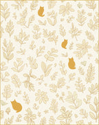 Golden Floral Cat Pattern Rug