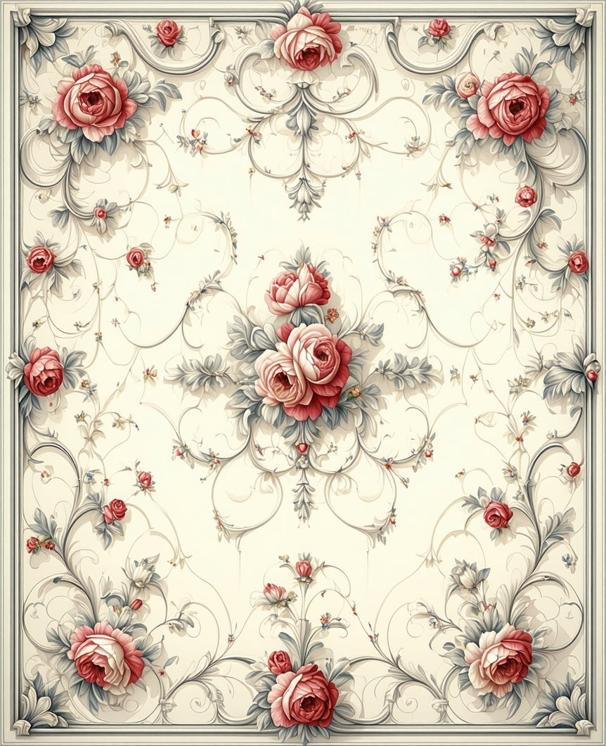 Vintage Floral Swirl Lace Design Rug