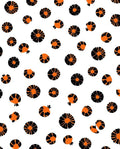 Orange Black Floral Round Pattern Rug