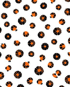 Orange Black Floral Round Pattern Rug