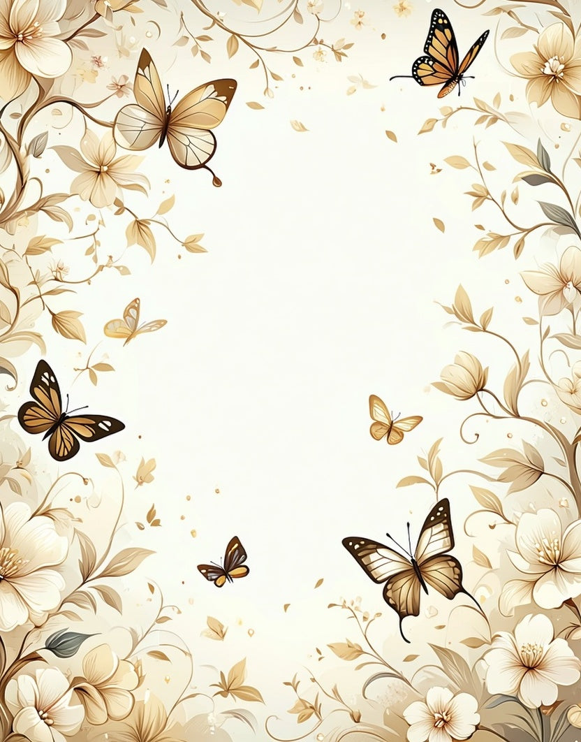 Floral Butterfly Nature Inspired Design Rug