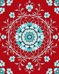 Red Floral Mandala Pattern Rug