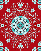 Red Floral Mandala Pattern Rug