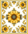 Golden Sunflower Scrollwork Pattern Rug