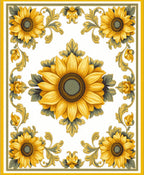 Golden Sunflower Scrollwork Pattern Rug
