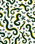 Green and Gold Swirl Floral Pattern Rug