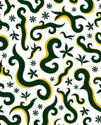 Green and Gold Swirl Floral Pattern Rug