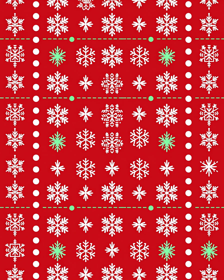 Red White Snowflake Winter Holiday Rug