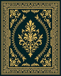 Ornate Gold Floral Damask Design Rug
