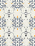 Grey Blue Floral Abstract Tile Design Rug