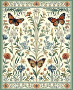 Floral Butterfly Garden Pattern Rug