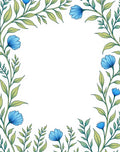 Blue Floral Vine Border Rug