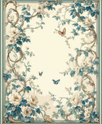 Whimsical Floral Vine Butterflies Rug