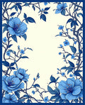 Charming Blue Floral Vines Design Rug