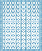 Classic Blue White Geometric Motif Rug