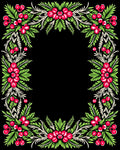 Vibrant Crimson Floral Leaf Border Rug