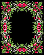 Vibrant Crimson Floral Leaf Border Rug