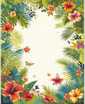 Vibrant Tropical Floral Butterfly Garden Rug