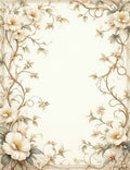 Elegant Cream Floral Vine Scroll Design Rug