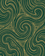 Deep Green Gold Swirl Pattern Rug