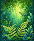 Lush Forest Fern Foliage Pattern Rug