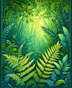 Lush Forest Fern Foliage Pattern Rug