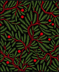 Vibrant Red Berries Evergreen Branches Rug