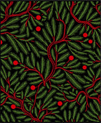Vibrant Red Berries Evergreen Branches Rug