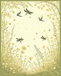 Dragonfly Garden Whimsical Floral Design Rug
