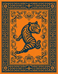 Orange and Blue Tiger Motif Rug