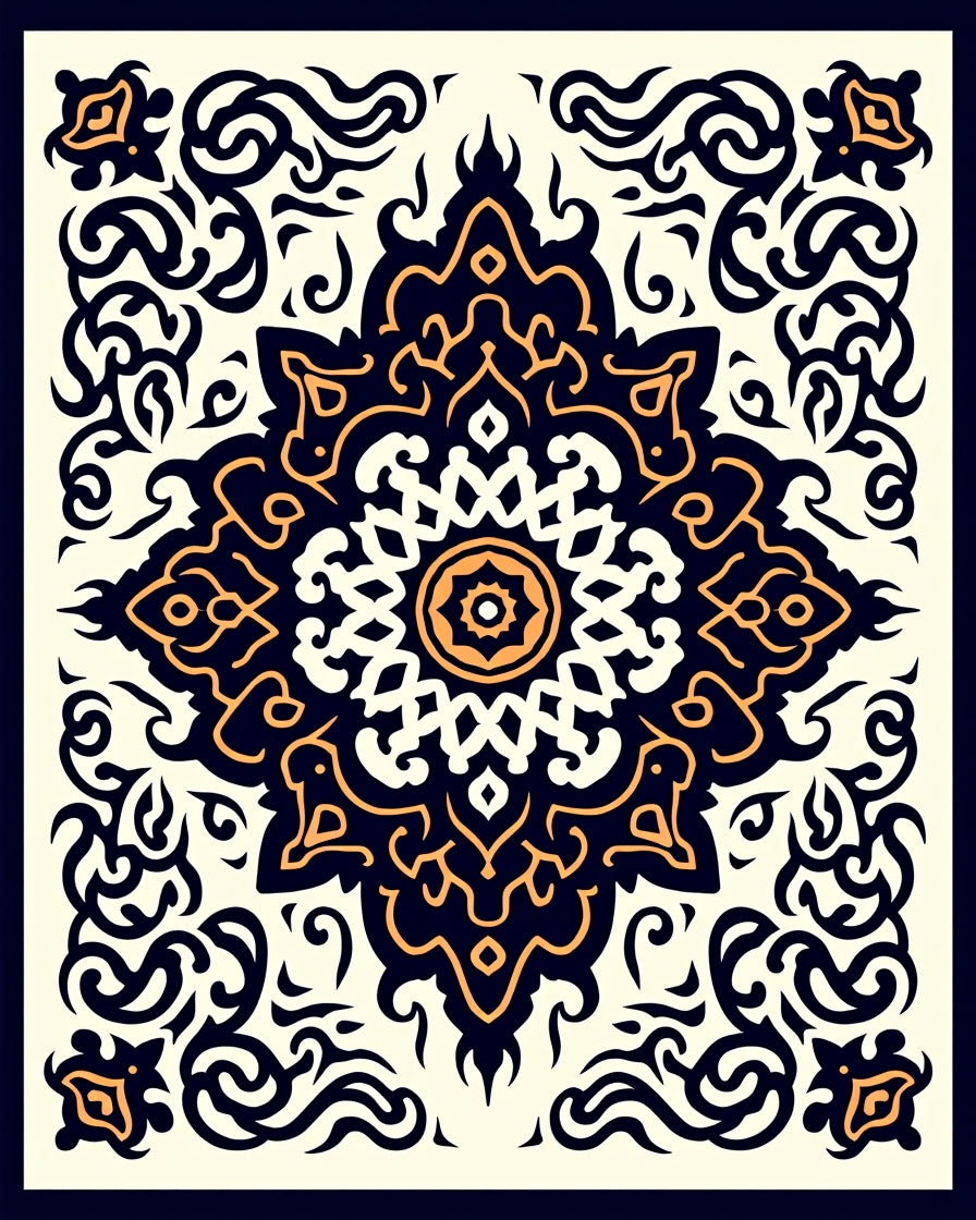 Intricate Floral Medallion Pattern Rug