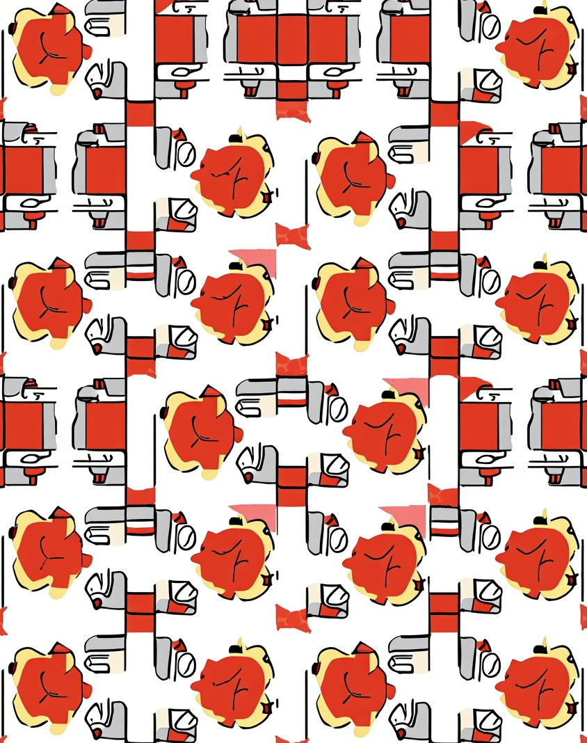 Red And Yellow Geometric Abstract Rug