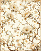 Vintage Peony Blossom Vine Pattern Rug