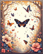 Whimsical Butterfly Garden Floral Pattern Rug