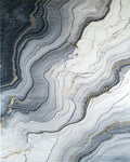 Abstract Grey Gold Veined Marble Design Rug