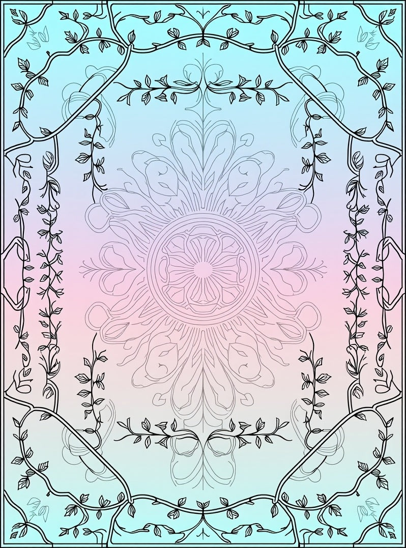 Art Nouveau Vine Mandala Pattern Rug