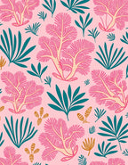 Coral Reef Pink Teal Botanical Design Rug