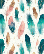 Feather Pattern With Gold Accents Rug