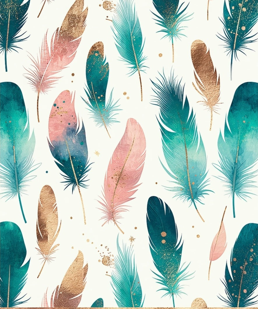 Feather Pattern With Gold Accents Rug