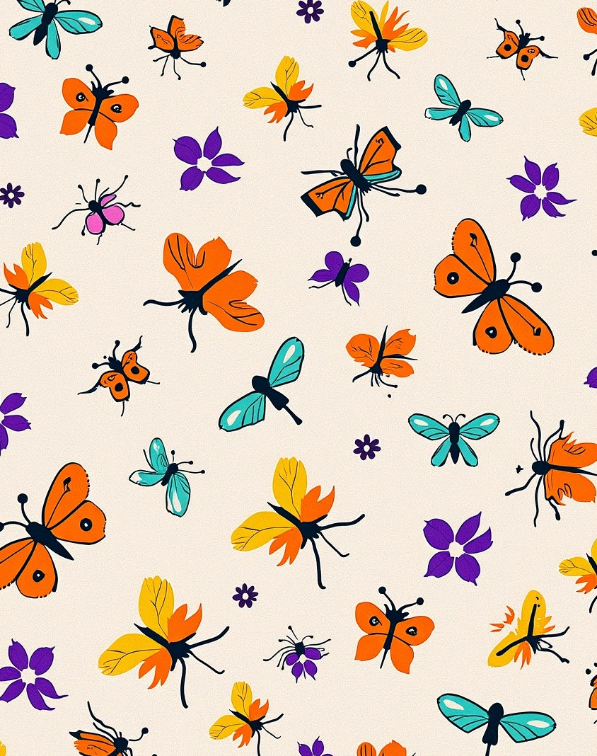 Vibrant Butterfly Flower Medley Pattern Rug