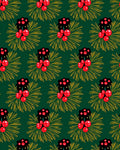Red Berries Pine Needle Arrangement Rug