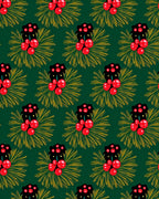 Red Berries Pine Needle Arrangement Rug