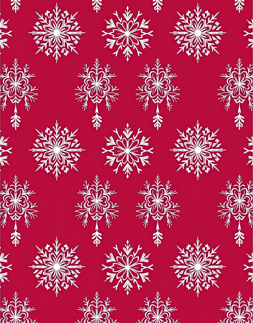 Crimson White Snowflake Garland Rug