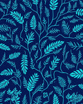Navy Blue Teal Botanical Vines Rug