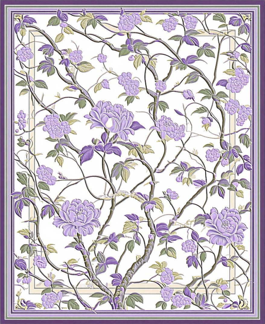 Botanical Vine Lavender Floral Rug