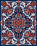 Intricate Orange And Navy Floral Design Rug