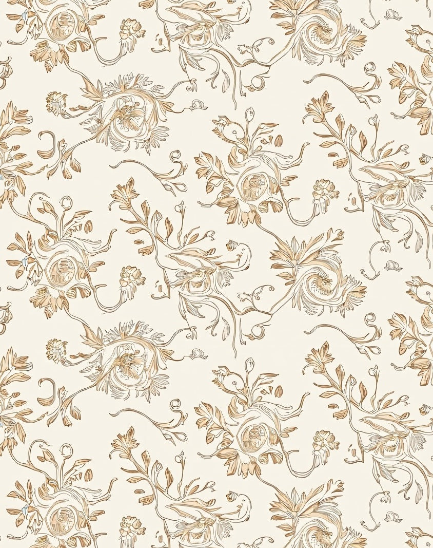 Chinoiserie Floral Swirls Beige Rug