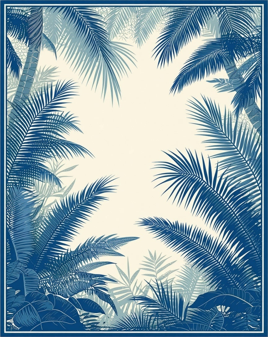 Tropical Palm Leaves Botanical Design Rug