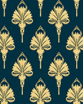 Art Deco Golden Floral Pattern Rug